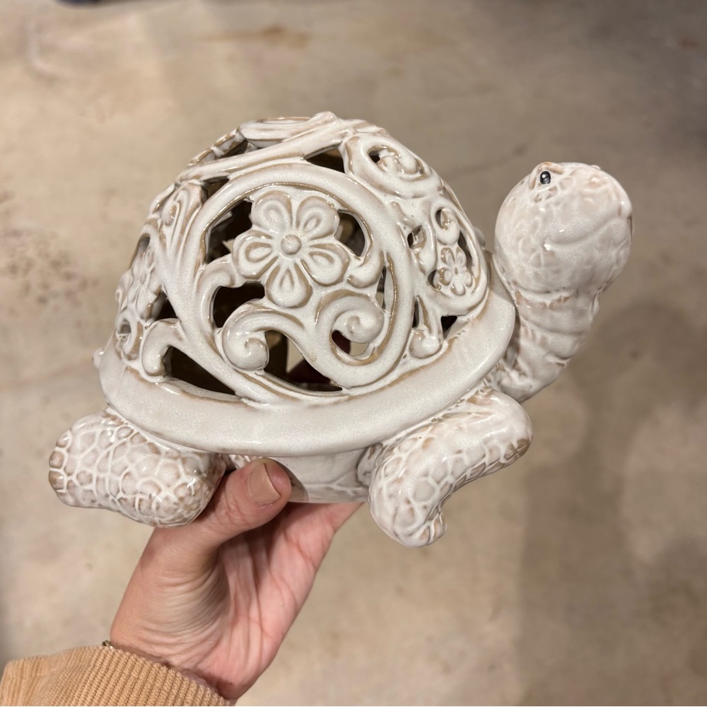 Vintage Decorative Ceramic Turtle Figurine - White
